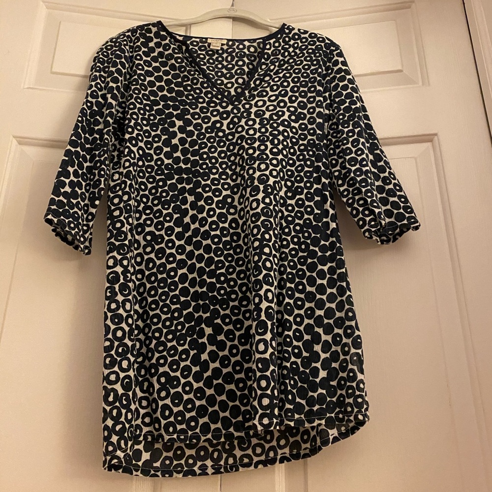 J Crew Sheer Navy Blue Tunic